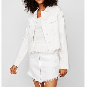 White distressed jean jacket - express